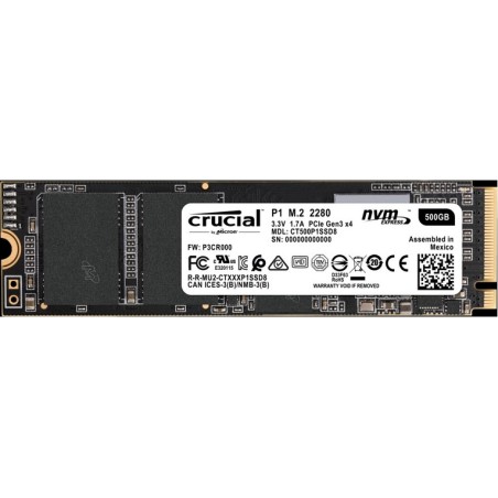 SSD M.2 500GB Crucial P1 3D NAND NVMe PC (PART NUMBER: CT500P1SSD8)